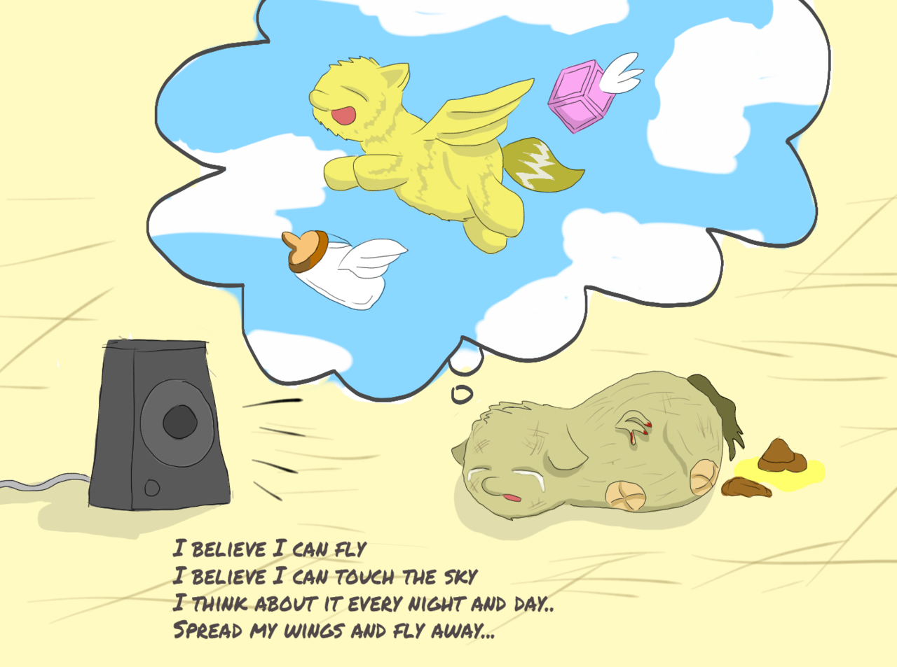 591590 grimdark, grotesque, fluffy pony, abuse, amputee, blood, broken wing, crying, dream