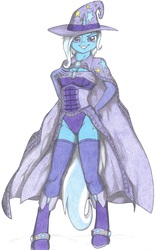 Size: 680x1092 | Tagged: safe, artist:sirartemisderpington, trixie, anthro, unguligrade anthro, g4, female, smiling, solo, traditional art