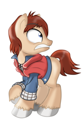 Size: 1054x1536 | Tagged: safe, artist:ruhisu, pony, back to the future, blank flank, clothes, commission, male, marty mcfly, movie, ponified, shirt, shocked, solo, stallion, vest