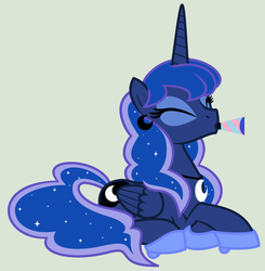 Size: 1600x1632 | Tagged: safe, artist:evilfrenzy, princess luna, g4, alternate hairstyle, female, high heels, party horn, simple background, solo, vector