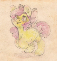 Size: 700x758 | Tagged: safe, artist:gezibing, apple bloom, earth pony, pony, g4, female, filly, foal, solo, traditional art