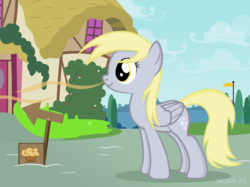 Size: 1033x774 | Tagged: safe, artist:noah-x3, derpy hooves, pegasus, pony, g4, female, mare, muffin, show accurate, solo
