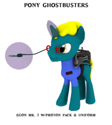 Size: 664x745 | Tagged: safe, artist:sparkyfox, oc, oc only, pony, 3d, cg, crossover, egon, ghostbusters, ponified, simple background, solo, transparent background