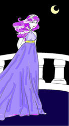 Size: 538x972 | Tagged: safe, artist:gracerats245, rarity, human, g4, clothes, dress, female, humanized, makeup, moon, night, solo