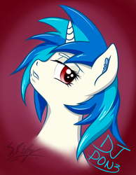 Size: 1104x1424 | Tagged: safe, artist:swordkirby, dj pon-3, vinyl scratch, g4, background pony, calm, female, looking at you, profile, solo