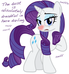 Size: 2000x2150 | Tagged: safe, artist:masterxtreme, rarity, pony, unicorn, g4, allergies, crying, cute, dialogue, dust, female, fetish, handkerchief, high res, lidded eyes, looking at you, makeup, mare, mouth on side of face, open mouth, raised hoof, red nosed, running makeup, sick, simple background, sneezing, sneezing fetish, sniffing, solo, tissue, transparent background, vulnerable