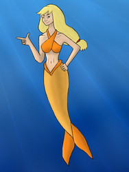 Size: 720x960 | Tagged: safe, artist:muffinsja, applejack, mermaid, g4, belly button, female, mermaidized, midriff, solo, underwater