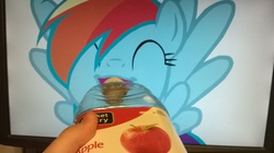 Size: 2592x1456 | Tagged: safe, rainbow dash, g4, apple juice, cider, irl, photo, waifu dinner