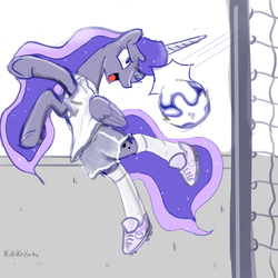 Size: 3000x3000 | Tagged: dead source, safe, artist:nadvgia, princess luna, g4, brazuca, clothes, female, football, high res, hoofball, scoring, solo