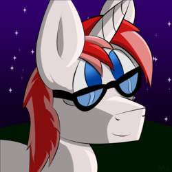 Size: 2000x2000 | Tagged: safe, artist:mylittlevisuals, oc, oc only, oc:dbpony, glasses, high res, male, night, solo, stars