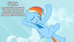 Size: 960x541 | Tagged: safe, screencap, rainbow dash, g4, awesome, female, image macro, meme, solo