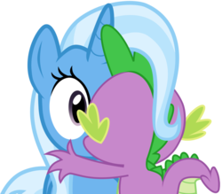 Size: 955x837 | Tagged: dead source, safe, artist:twilightpoint, hundreds of users filter this tag, spike, trixie, pony, unicorn, g4, female, kissing, male, shipping, show accurate, spixie, straight