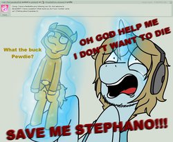 Size: 985x812 | Tagged: safe, artist:pewdiepony-answers, ask, deviantart, levitation, pewdiepie, pewdiepony answers, ponified, stephano, tumblr