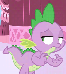 Size: 311x348 | Tagged: safe, screencap, spike, dragon, g4, inspiration manifestation, animated, counting, male, solo