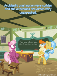 Size: 600x800 | Tagged: safe, artist:adiwan, cheerilee, doctor fauna, gallop j. fry, ask the vet pony, g4, heimlich maneuver, ponyville schoolhouse
