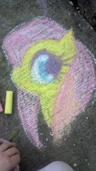 Size: 722x1280 | Tagged: safe, artist:satohai, fluttershy, g4, chalk, chalk drawing, female, solo