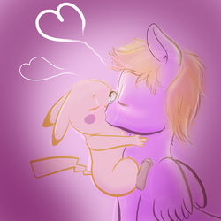 Size: 3000x3000 | Tagged: safe, artist:pikapetey, pikachu, heart, high res, kissing