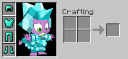 Size: 1000x463 | Tagged: safe, screencap, spike, dragon, g4, inspiration manifestation, armor, crystal armor, diamond armor, male, minecraft, solo