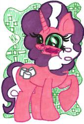 Size: 1095x1606 | Tagged: safe, artist:krazykari, oc, oc only, oc:marshmallow daze, pony, unicorn, solo, traditional art