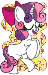 Size: 1074x1682 | Tagged: safe, artist:krazykari, sweetie belle, g4, bow, female, solo, traditional art