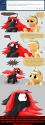 Size: 536x1489 | Tagged: safe, artist:firefanatic, applejack, oc, oc:redblak, g4