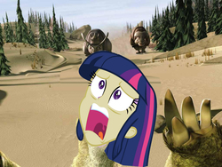 Size: 1024x768 | Tagged: safe, twilight sparkle, rhinoceros, sloth, equestria girls, g4, my little pony equestria girls, bad edit, barely pony related, carl (ice age), exploitable meme, frank (ice age), ice age, meme, sid the sloth, twiscream