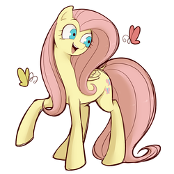 Size: 1000x1000 | Tagged: safe, artist:うめぐる, fluttershy, butterfly, g4, female, pixiv, solo