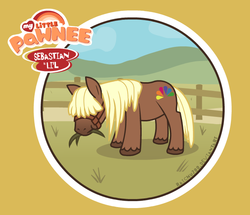 Size: 720x620 | Tagged: safe, artist:raichu288, earth pony, pony, 2012, grazing, herbivore, li'l sebastian, male, nbc, parks and recreation, ponified, solo, stallion, unshorn fetlocks