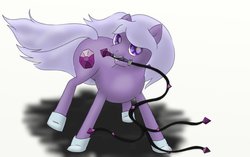 Size: 1100x690 | Tagged: dead source, safe, artist:kharmatika, earth pony, pony, amethyst, amethyst (steven universe), female, gem, hilarious in hindsight, mare, ponified, quartz, solo, steven universe, whip