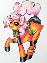 Size: 2394x3216 | Tagged: safe, artist:sk-ree, pinkie pie, g4, clothes, cosplay, costume, deadpool, female, high res, marvel, pinkiepool, solo