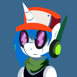 Size: 528x528 | Tagged: safe, artist:metalaura, dj pon-3, vinyl scratch, g4, cave story, clothes, female, hat, headphones, quote (cave story), solo