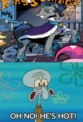 Size: 400x588 | Tagged: safe, idw, king sombra, g4, spoiler:comic, spoiler:comic18, comparison, good king sombra, male, meme, oh no he's hot, shiny teeth, spongebob squarepants, squidward tentacles, squilliam returns, stupid sexy good king sombra, stupid sexy sombra