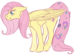 Size: 618x455 | Tagged: safe, artist:knifebun, fluttershy, pegasus, pony, g4, female, flower, mare, solo