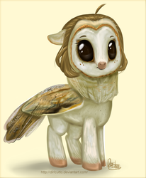 Size: 1352x1641 | Tagged: dead source, safe, artist:dirlcutto, oc, oc only, oc:betty owl, barn owl, original species, owl, owl pony, simple background, solo, yellow background