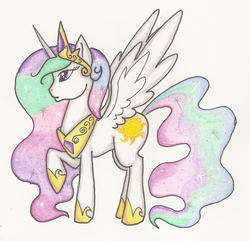 Size: 3180x3060 | Tagged: safe, artist:loathingxandxlust, princess celestia, g4, female, high res, solo, traditional art