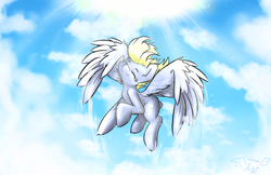 Size: 4039x2617 | Tagged: safe, artist:angelwing314, derpy hooves, pegasus, pony, g4, female, flying, mare, smiling, solo