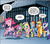 Size: 949x829 | Tagged: safe, idw, official comic, applejack, big macintosh, fluttershy, pinkie pie, rainbow dash, rarity, spike, twilight sparkle, alicorn, dragon, earth pony, pegasus, pony, unicorn, friendship is magic #18, g4, my little pony: friendship is magic (idw), spoiler:comic, backpack, baron big mac, butt, female, male, mane seven, mane six, mare, panel, plot, twilight sparkle (alicorn)