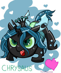 Size: 708x850 | Tagged: safe, artist:felixpheonix66, queen chrysalis, changeling, changeling queen, g4, cute, cutealis, female, glare, heart, open mouth, smirk, solo, younger