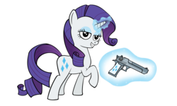 Size: 2592x1552 | Tagged: safe, artist:zaponator, rarity, g4, desert eagle, female, gun, magic, pistol, solo