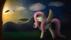 Size: 3840x2160 | Tagged: safe, artist:imshysoihide, fluttershy, pegasus, pony, g4, female, high res, open mouth, solo
