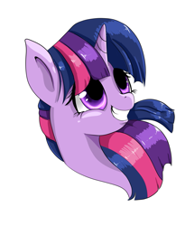 Size: 1125x1440 | Tagged: safe, artist:mare--in--the--moon, twilight sparkle, alicorn, pony, g4, bust, cel shading, female, looking up, mare, portrait, simple background, smiling, solo, white background