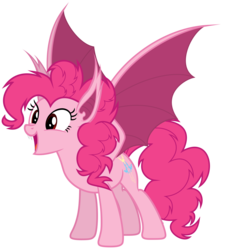 Size: 5400x6000 | Tagged: safe, artist:magister39, pinkie pie, bat pony, pony, g4, absurd resolution, bat ponified, cute, diapinkes, female, pinkiebat, race swap, simple background, solo, transparent background, vector