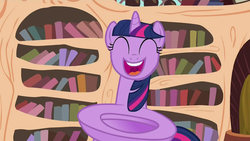 Size: 1280x720 | Tagged: safe, artist:dtkraus, edit, edited screencap, screencap, twilight sparkle, original species, toilet pony, g4, but why, eyes closed, female, goddammit kraus, happy, open mouth, smiling, solo, species swap, toilet, toilet sparkle, wat