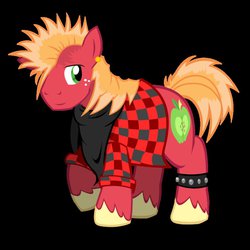 Size: 894x894 | Tagged: safe, artist:cartoontiger, big macintosh, earth pony, pony, g4, black background, male, punk, simple background, solo, stallion