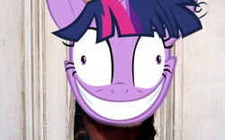 Size: 2560x1600 | Tagged: safe, twilight sparkle, g4, lesson zero, artifact, female, here's johnny, looking at you, solo, the shining, twilight snapple
