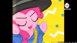 Size: 640x360 | Tagged: safe, screencap, doctor whooves, goldengrape, pinkie pie, red delicious, sir colton vines iii, time turner, earth pony, pony, g4, season 4, testing testing 1-2-3, 4:3 aspect ratio, animated, apple family member, female, hub logo, hubble, male, mare, rap, rapper pie, skateboard, stallion, the hub