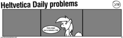 Size: 1280x404 | Tagged: safe, artist:tetrapony, derpy hooves, pegasus, pony, comic:the daily derp, g4, comic, female, helvetica, mare, monochrome