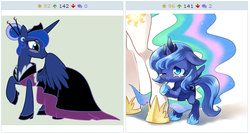 Size: 514x275 | Tagged: safe, princess celestia, princess luna, derpibooru, g4, exploitable meme, juxtaposition, juxtaposition win, meme, meta