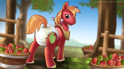 Size: 1280x720 | Tagged: safe, artist:biotic, big macintosh, earth pony, pony, g4, diaper, diaper fetish, male, non-baby in diaper, poofy diaper, solo, stallion