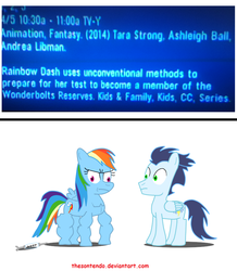 Size: 788x904 | Tagged: safe, artist:thesontendo, rainbow dash, soarin', g4, testing testing 1-2-3, muscles, old cutie mark, rainbuff dash, steroids